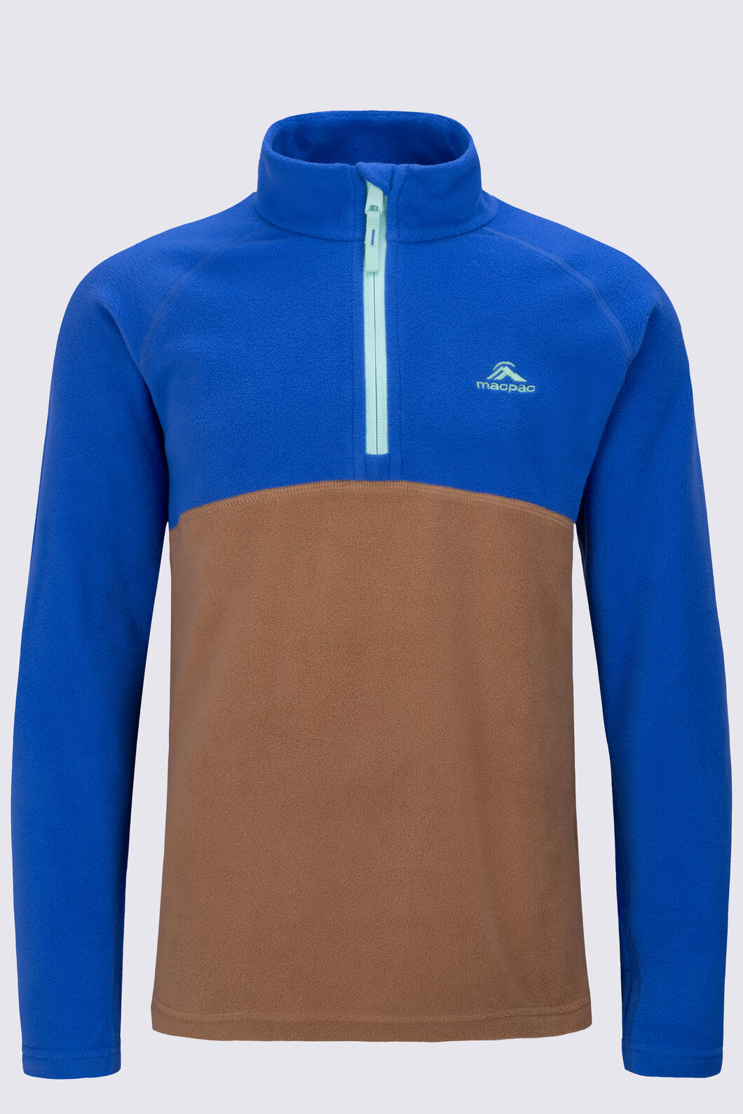 Macpac Kids' Ruru Fleece Pullover, Dazzling Blue/Toasted Coconut, hi-res