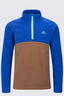 Macpac Kids' Ruru Fleece Pullover, Dazzling Blue/Toasted Coconut, hi-res