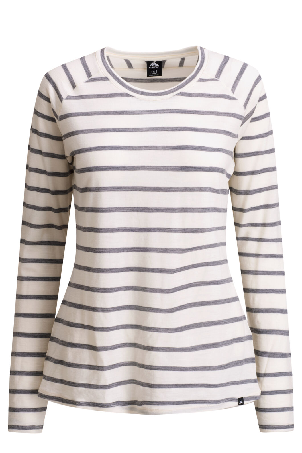 Macpac Women's Ella 180 Merino Long Sleeve T-Shirt, Cream/ Grey Marle, hi-res