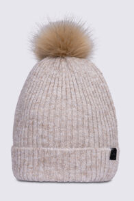 Macpac Melange Pom Pom Beanie, Pumice Stone, hi-res