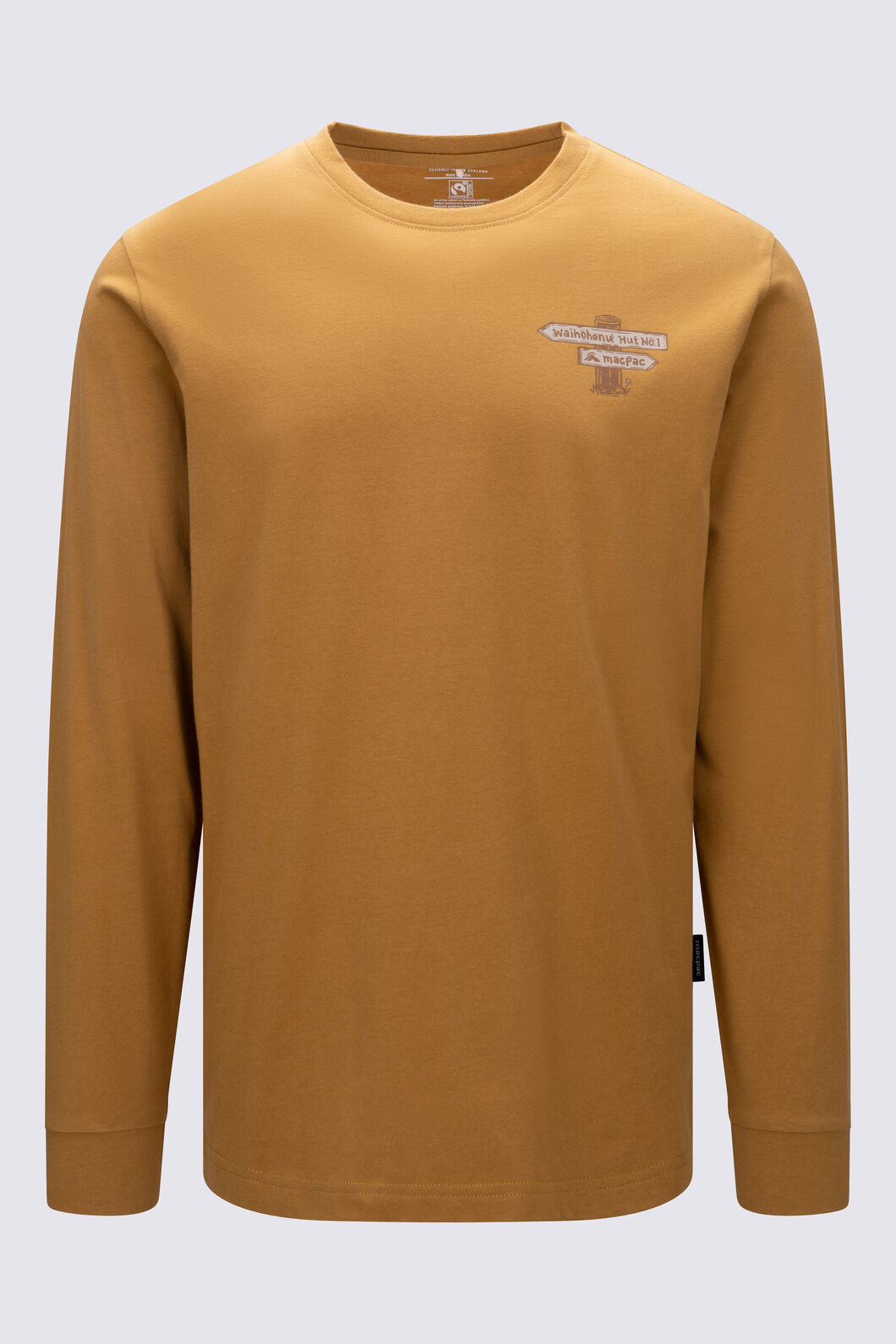 Macpac Men's Waihohonu Hut Fairtrade Organic Cotton Long Sleeve T-Shirt, Medal Bronze, hi-res