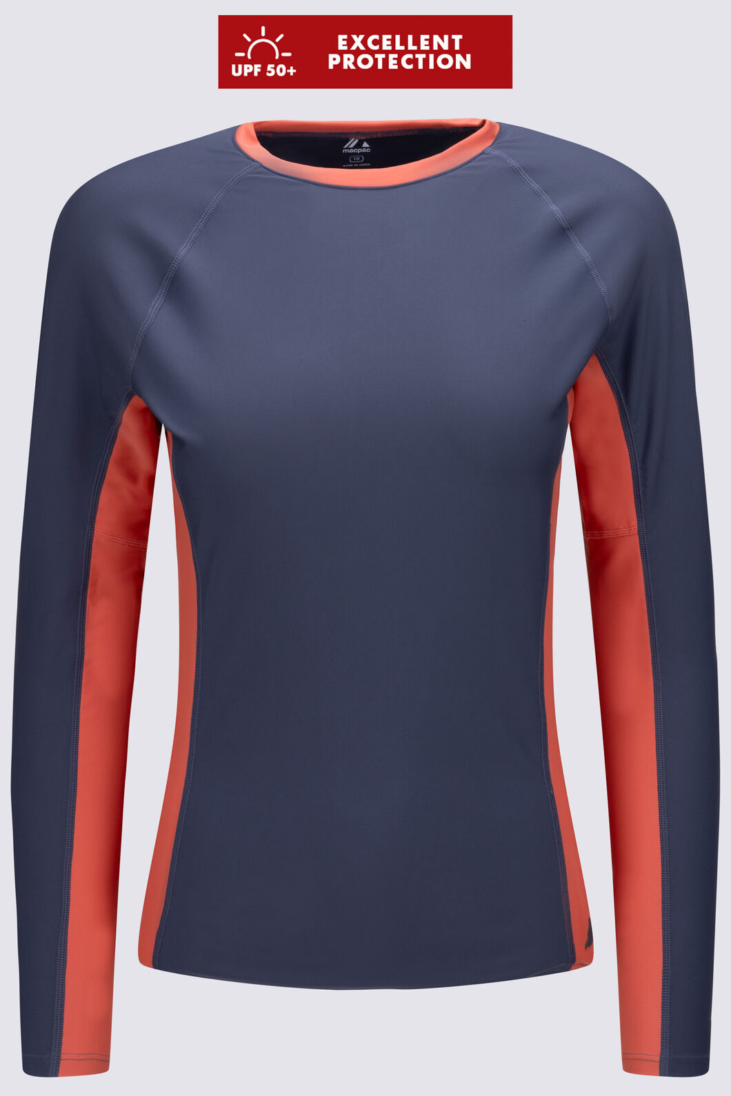 Macpac Women's Long Sleeve Rash Top, Odyssey/Burnt Sienna, hi-res