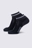 Macpac Reflective Trail Quarter Sock &mdash; 2 Pack, Black, hi-res