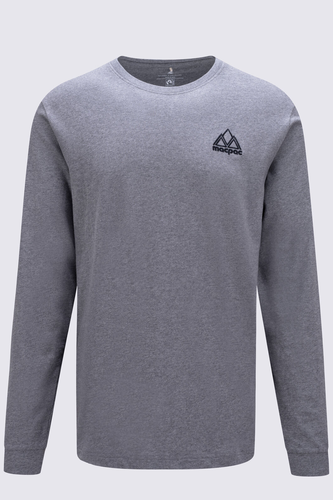 Macpac Men's Vintage Embroidered Fairtrade Organic Cotton Long Sleeve T-Shirt, Grey Marle, hi-res
