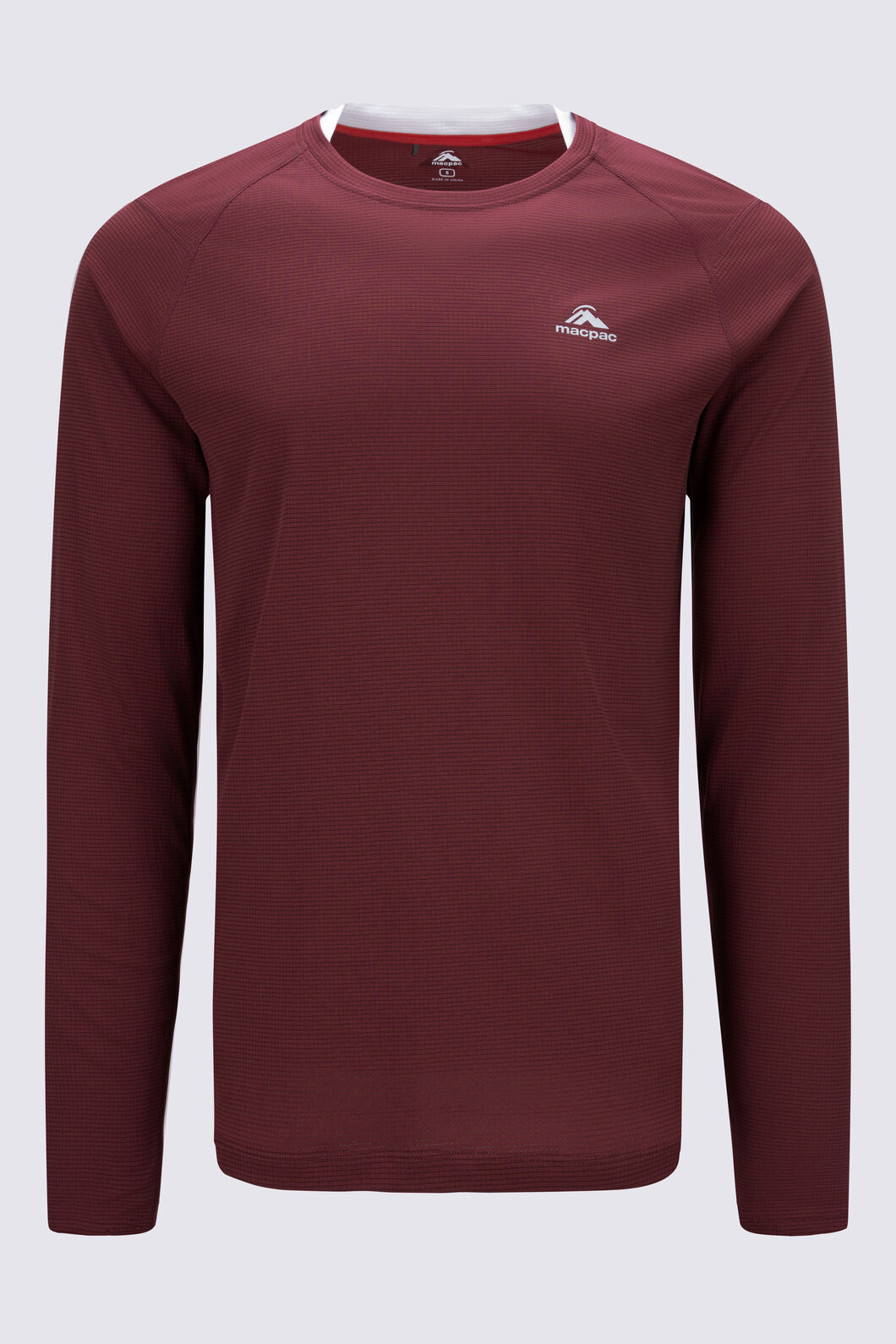 Macpac Men's Trail Long-Sleeve T-Shirt, New Maroon/Antarctica, hi-res