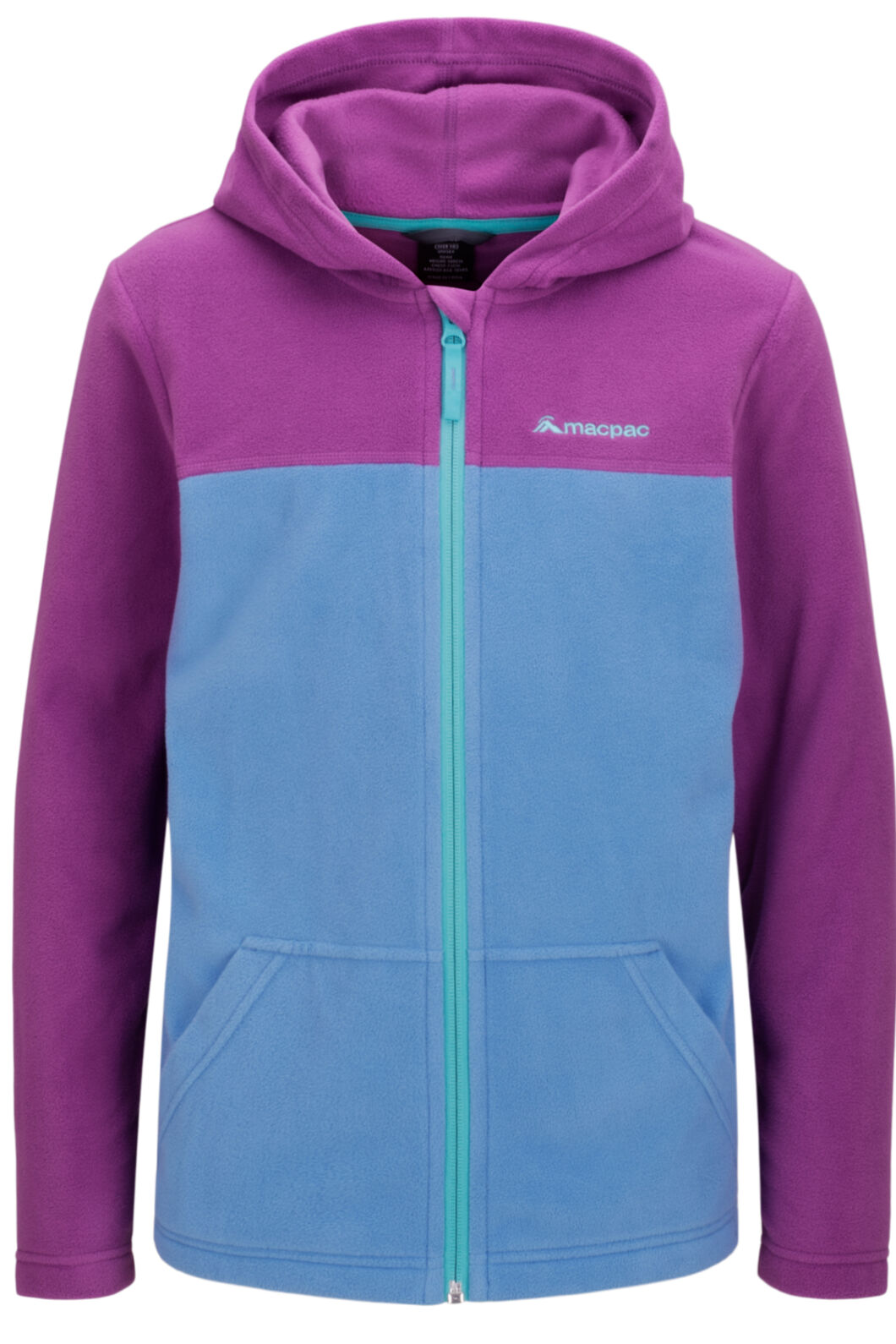 Macpac Kids' Tui Fleece Jacket, Amethyst/Riviera, hi-res
