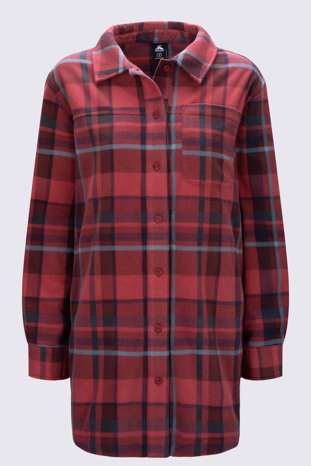 Macpac Women's Cinder Fleece Shirt, Hot Chocolate Plaid, hi-res