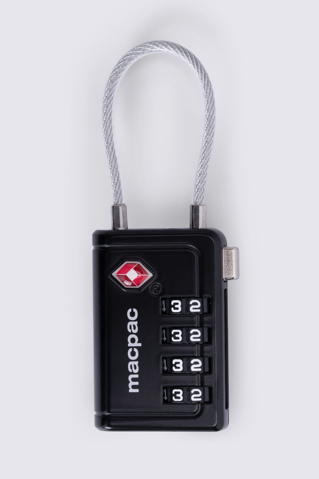 Macpac 4-dial Metal TSA 8 Cable Travel Padlock, Black, hi-res