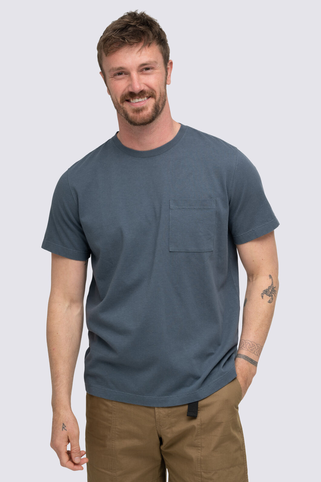 Macpac Men's Midweight T-Shirt, Dark Slate, hi-res