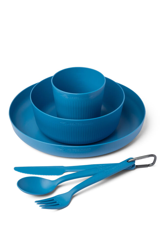 Sea to Summit 6-Piece Camp Dinnerware Set with Mesh Sack - Cabbage, Blue, view 1