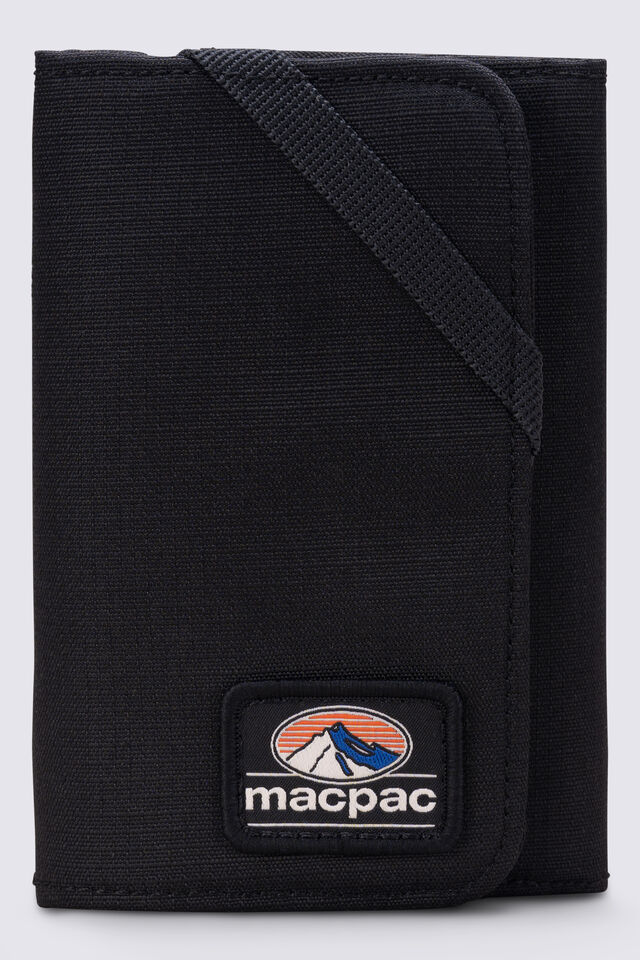 Macpac Wilderness Trifold Wallet RFID, Black/Orange