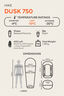 Macpac Large Dusk 750 Down Sleeping Bag (-10&deg;C), Anthracite, hi-res