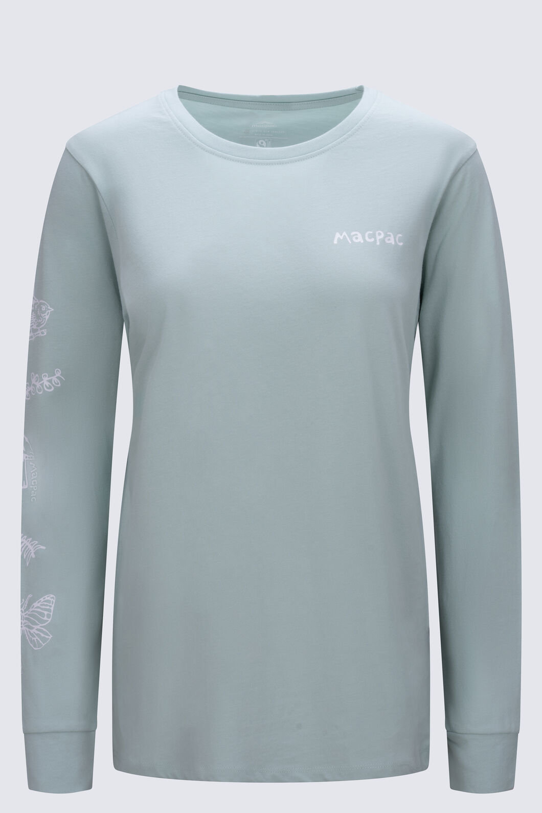 Macpac Women's Whimsical Journey Fairtrade Organic Long Sleeve T-Shirt, Blue Haze, hi-res