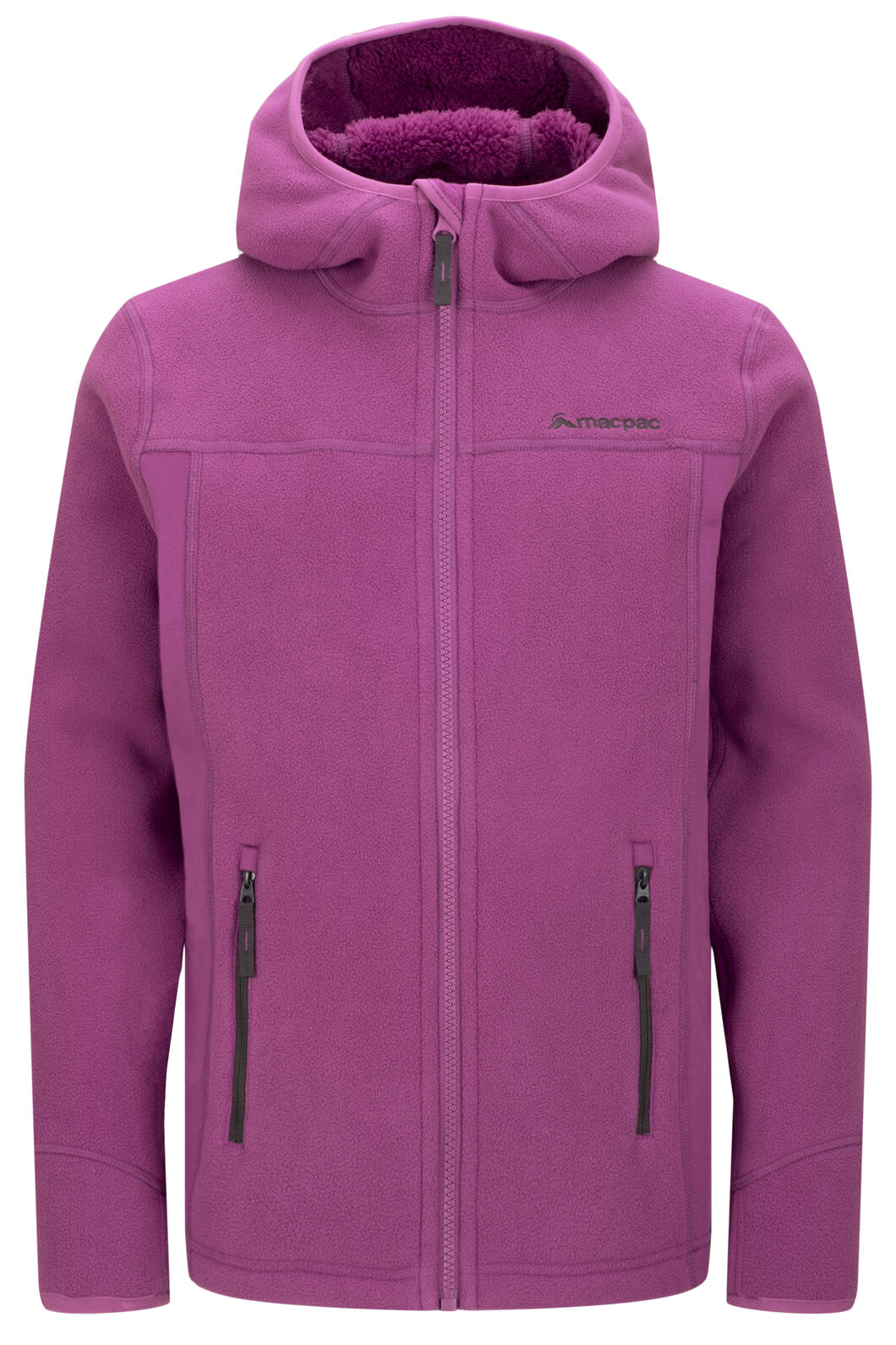 Macpac Kids' Mini Mountain Hooded Fleece Jacket, Amethyst, hi-res