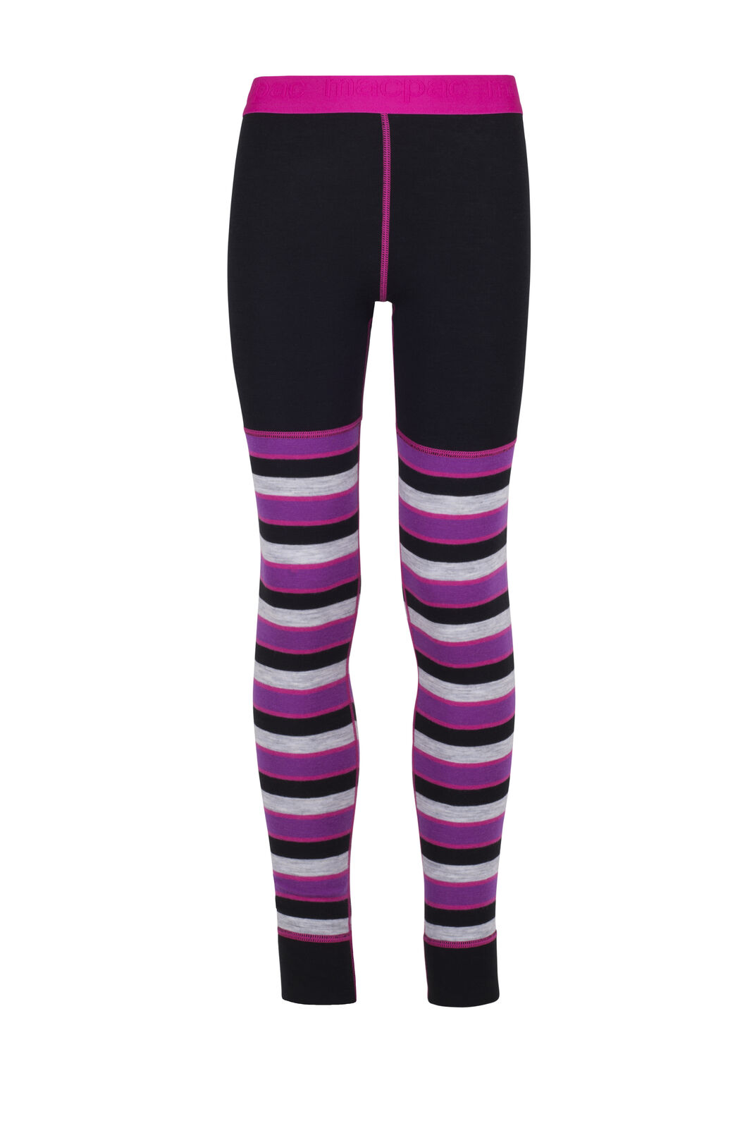 Macpac Kids' 220 Merino Long Johns, Purple Stripe, hi-res