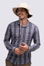Macpac Men's Eclipse Long Sleeve Shirt, Navy Iris Check, hi-res