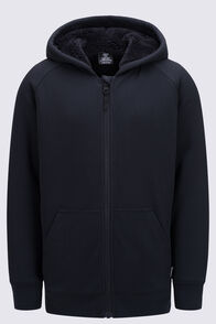Macpac Kids' Waffle Sherpa Hooded Jacket, Black, hi-res