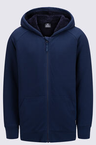 Macpac Kids' Waffle Sherpa Hooded Jacket, Navy Iris, hi-res