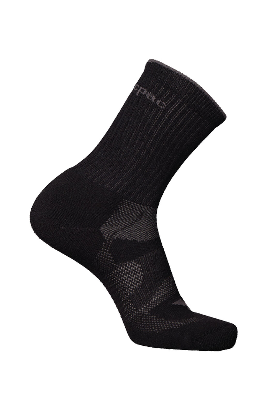 Macpac Merino Blend Crew Sock, Black, hi-res