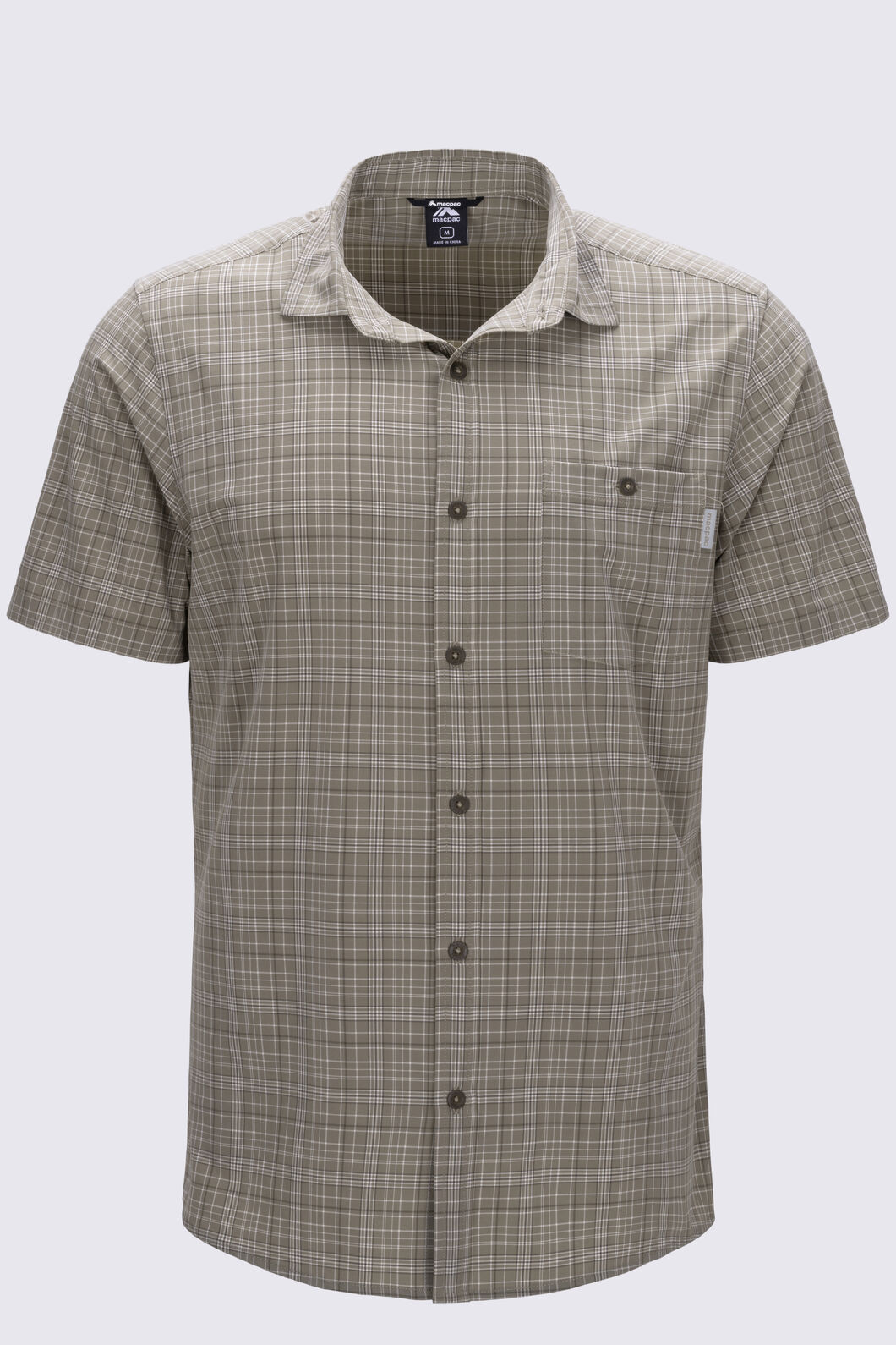 Macpac Men's Eclipse Short Sleeve Shirt, Dusky Green Check, hi-res
