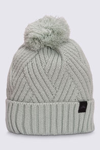 Macpac Criss Cross Pom Pom Beanie, Aqua Gray, hi-res