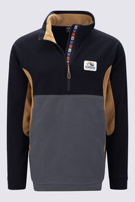 Macpac Men&rsquo;s Heritage Fleece Pullover, Black/Asphalt/Dijon, hi-res