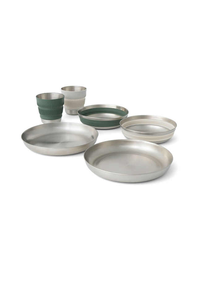 Sea to Summit Detour Stainless Steel 2 Person Collapsible Dinnerware Set, Steel/Laurel Wreath, view 1