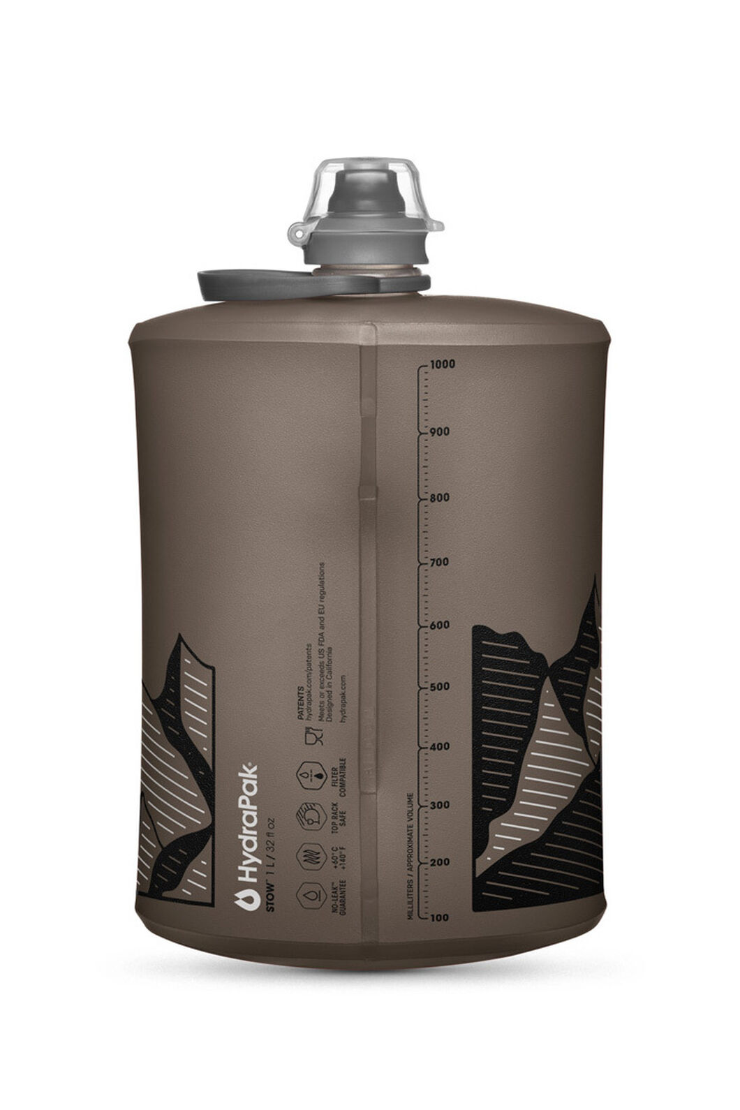 HydraPak Stow Bottle &mdash; 1L, Grey, hi-res