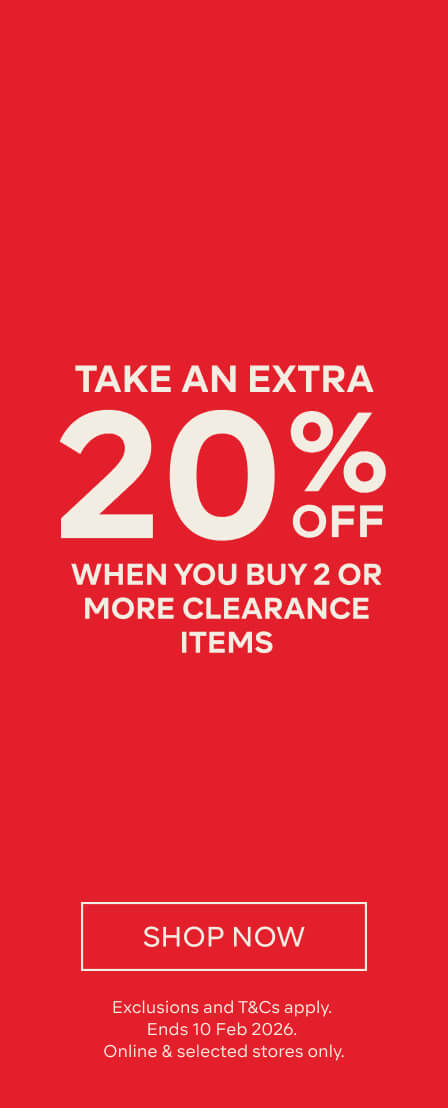 Buy 2 or more clearance items and enjoy an extra 20% off