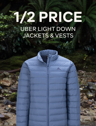 1/2 PRICE UBER LIGHT DOWN JACKETS & VESTS