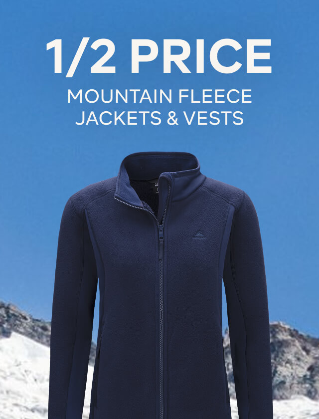 1/2 PRICE MTN FLEECE JACKETS & VESTS