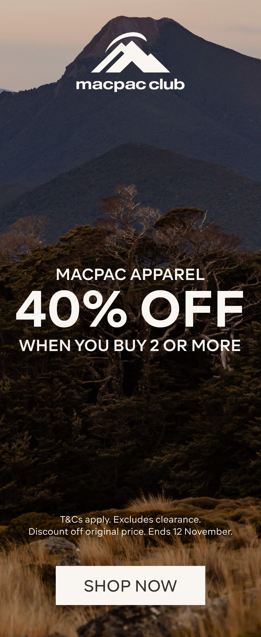 40% OFF MACPAC APPAREL WHEN YOU BUY 2 OR MORE