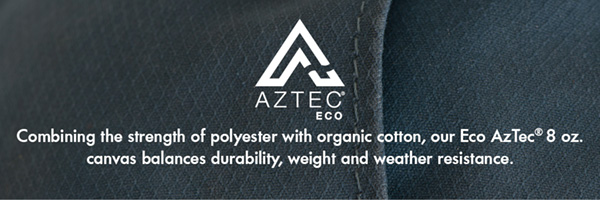 Aztec Eco Aztec Eco Combining the strength of polyester with organic cotton, Eco AzTec 8oz. canvas balances durability, weight and weather resistance