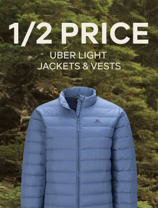 1/2 PRICE UBER LIGHT JACKETS AND VESTS