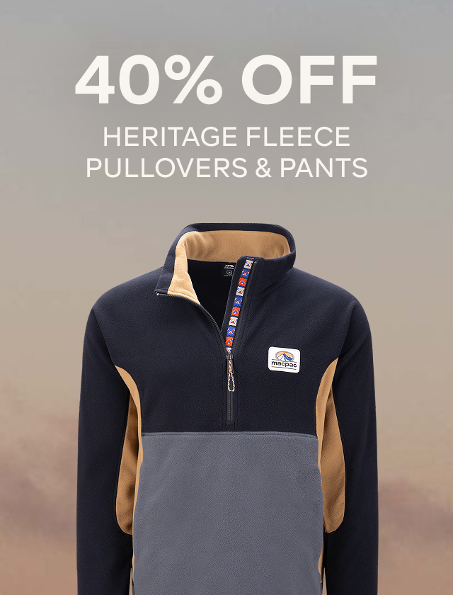40% OFF HERITAGE FLEECE PULLOVERS & PANTS
