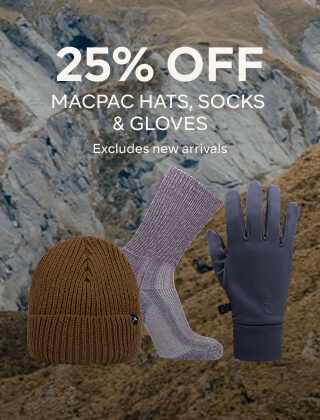 25% OFF MACPAC HATS, SOCKS & GLOVES