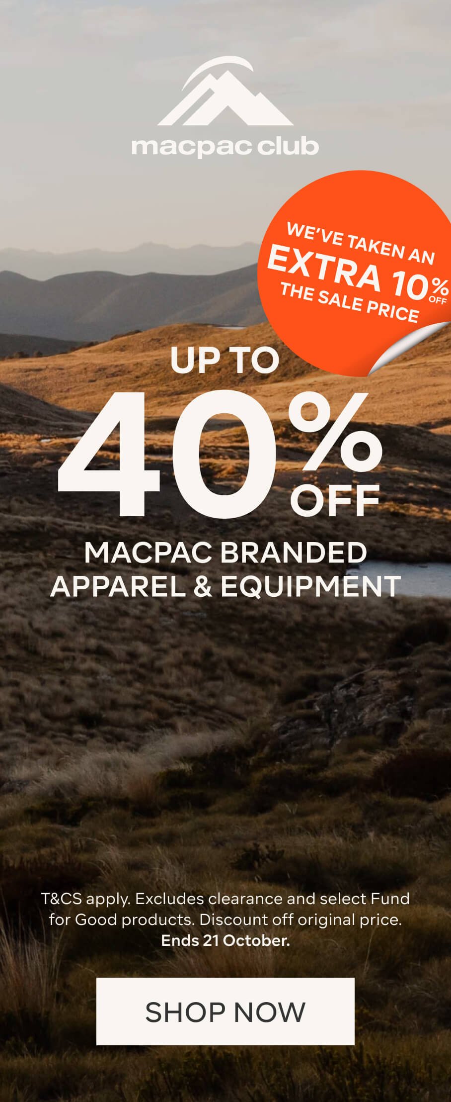 UP TO 50% OFF MACPAC APPAREL