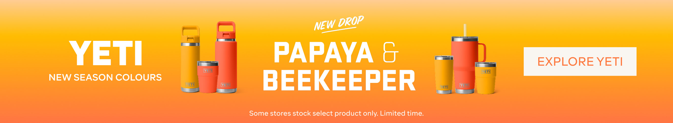 YETI NEW SEASON COLOURS PAPAYA & BEEKEEPER